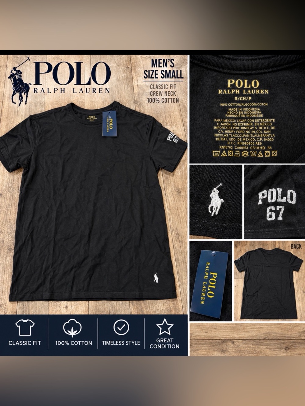 Polo Ralph Lauren Men’s Black T-Shirt Size Small NWT